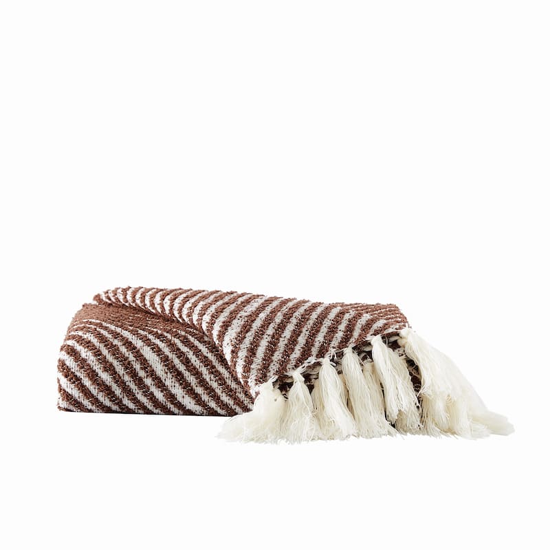 Brooklyn Loom Diagonal Chenille Stripe 50x70 Throw - 50x70 Throw - Brown