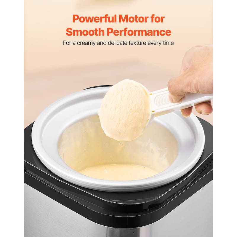 Automatic Ice Cream Maker, 2.11 Qt, Easy Operation & Cleaning - 8.66 x 8.66 x 13.07 in