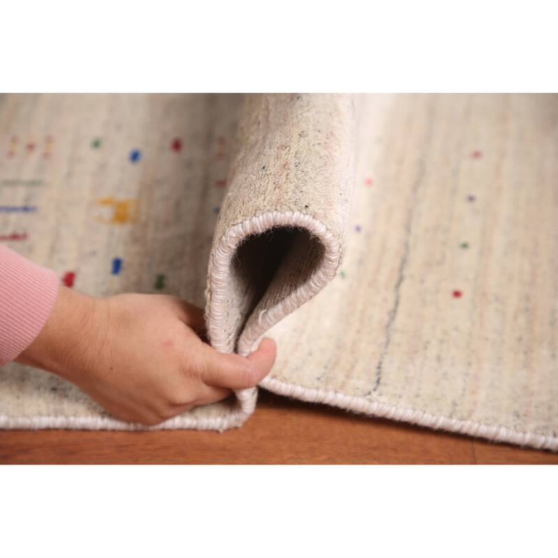 Striped Gabbeh Oriental Area Rug Hand-Knotted Wool Carpet - 8'6" x 11'7"