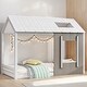 preview thumbnail 1 of 18, Modern Twin Size House Platform Kids Bed with Roof and Window, White+Antique Grey White+Antique Grey