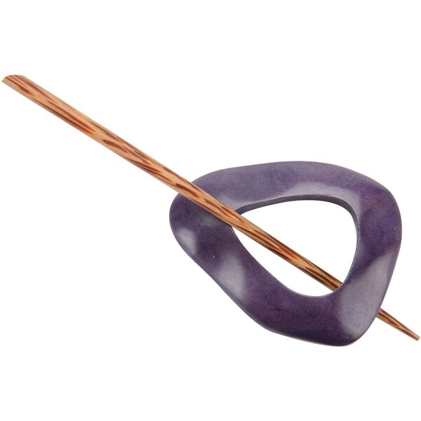 Wood Shawl Pin-Purple - Purple