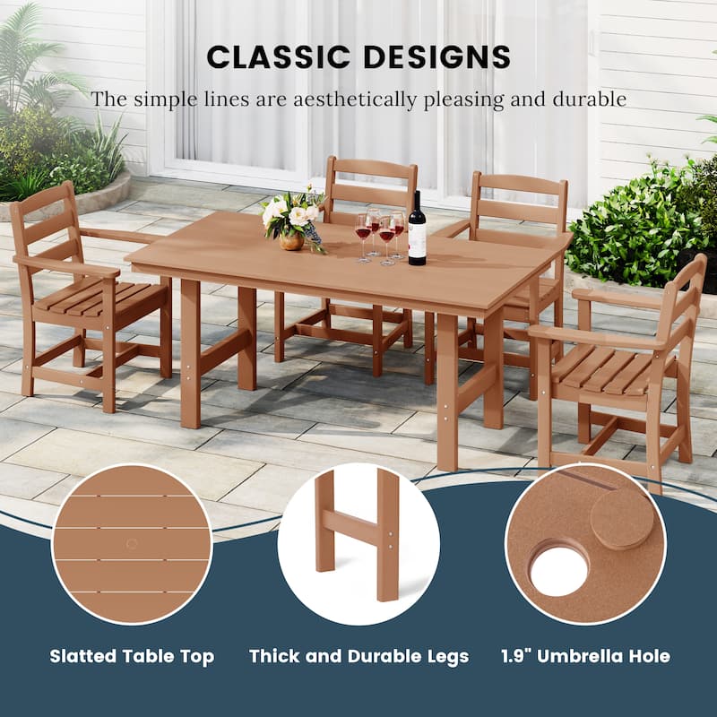 Polytrends Shoreside 6-Piece Arm Chair Dining Set With Bench