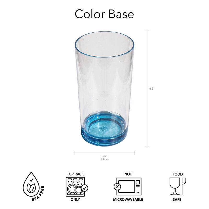 Abode Homewares Color Base Acrylic Drinking Glass - 24 oz - Set of 6