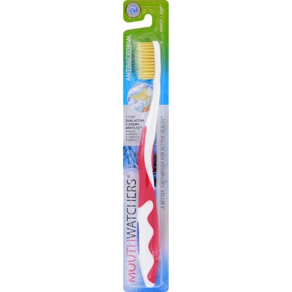 Mouth Watchers Antibacterial Adult Toothbrush Display Case - Red - Case of 20