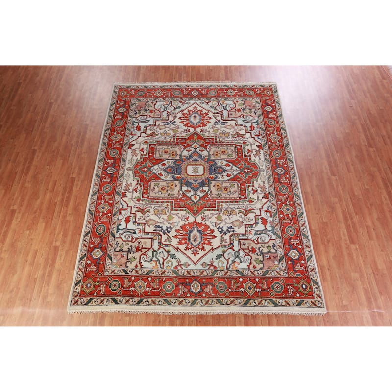 Heriz Serapi Oriental Area Rug Handmade Wool Carpet - 9'1" x 12'0"