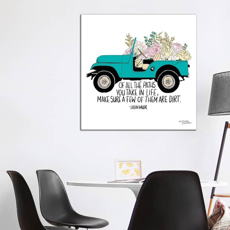 iCanvas "Floral Jeep" by Michele Norman Canvas Print - 37x37x1.5