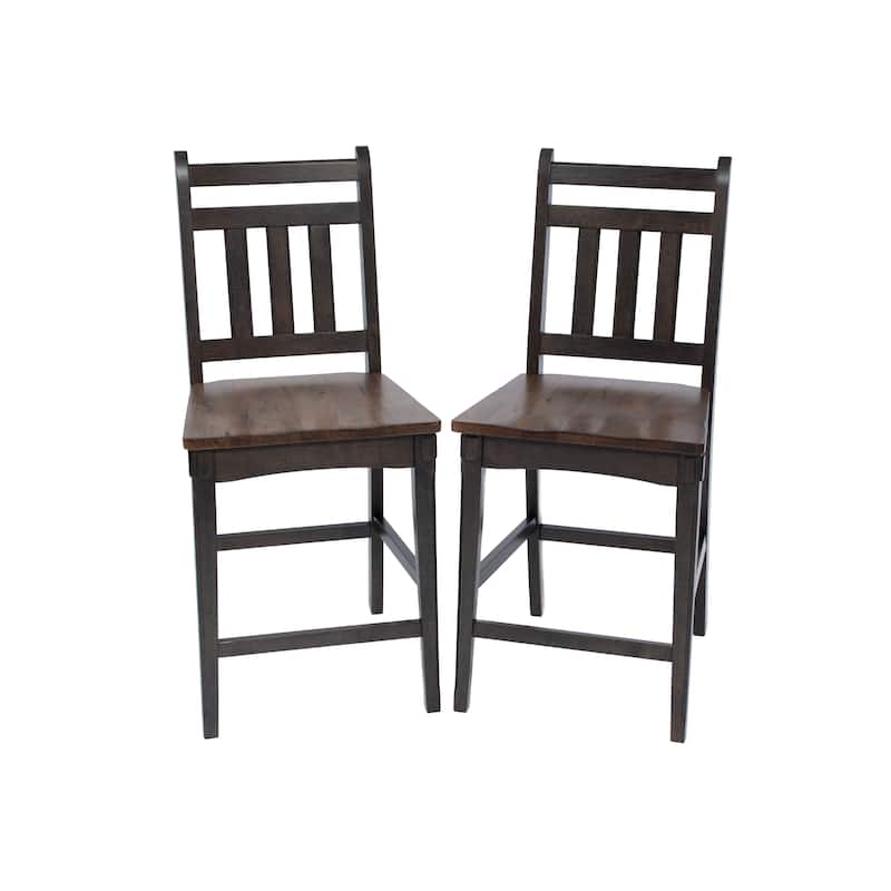Pair of Counter-height Solid Wood Barstools