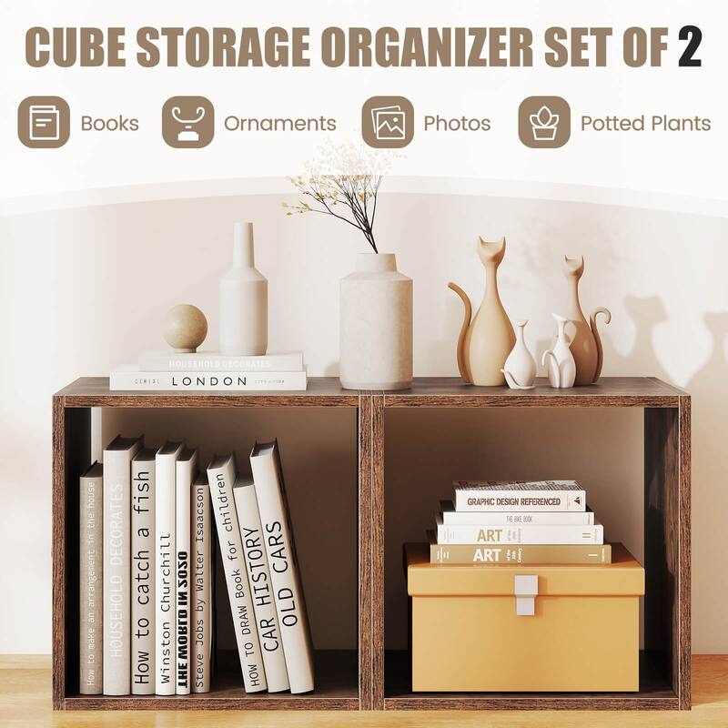 Costway 2PCS Stackable Storage Cube Free-standing Storage Organizer - See Details