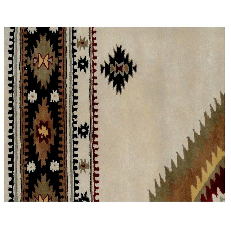 Hand Tufted Southwestern Non Skid Stain Resistant Area Rug - 96' X '60' X '0.5