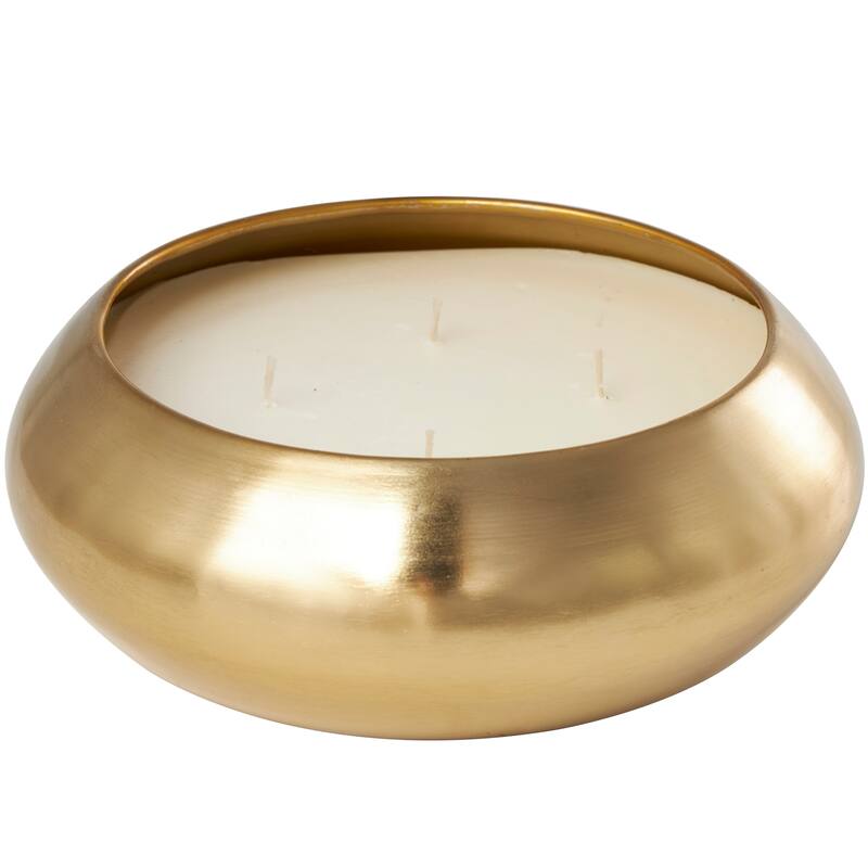Gold Metal Jasmine Scented Wide Wick Candle with White Wax