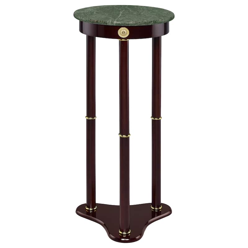 Edie Round Marble Top Accent Side Table Merlot - Marble - Merlot and Green