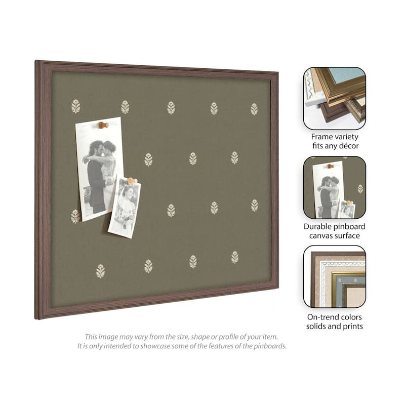 Kate and Laurel Pinboard Green Botanical Block Print