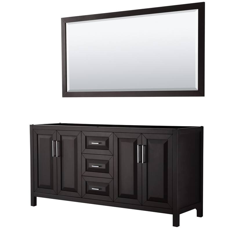Wyndham Collection Daria 71" Double Free Standing Vanity Cabinet - - Dark Espresso / Polished Chrome Hardware