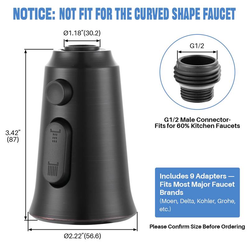 WOWOW Pull Down Kitchen Faucet Spray Head with 9 Adapters Kit