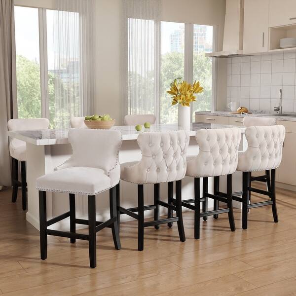 Upholstered Wing Back Bar Stools (Set of 8) - Bed Bath & Beyond - 43417571