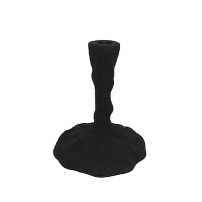 Black Aluminum Candle Holder 7.25H - A - Black