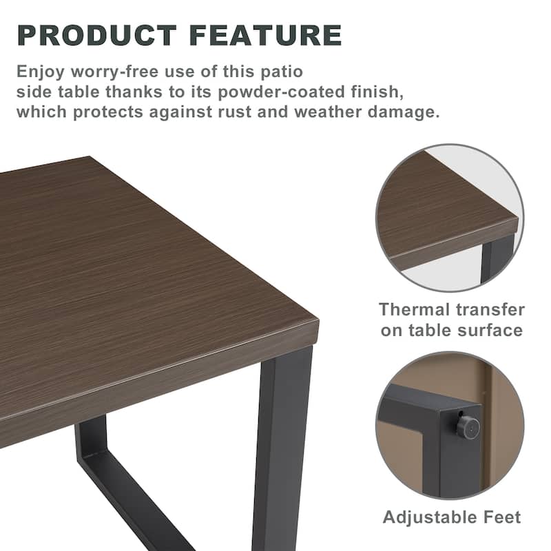 Patio Coffee Table, Metal Steel Outdoor Table