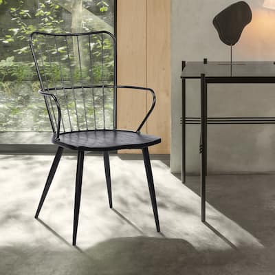 Parisa Modern Farmhouse High Spindle Back Windsor Dining Chair with Arms