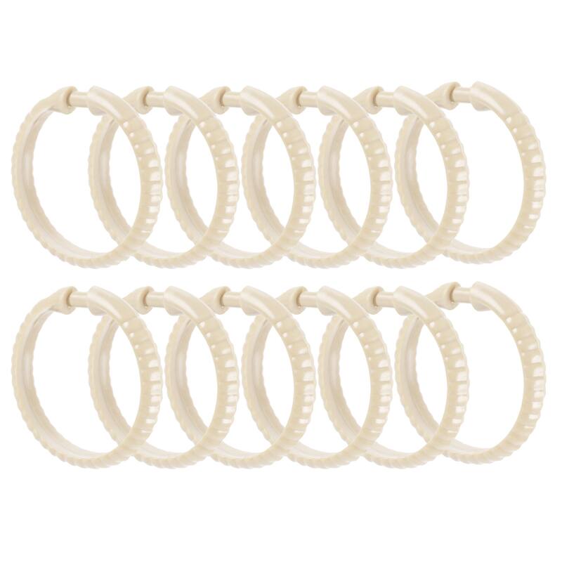 Ivory12 Piece Premium Plastic Shower Curtain Hooks Rings Round 2.25" Inches - Ivory