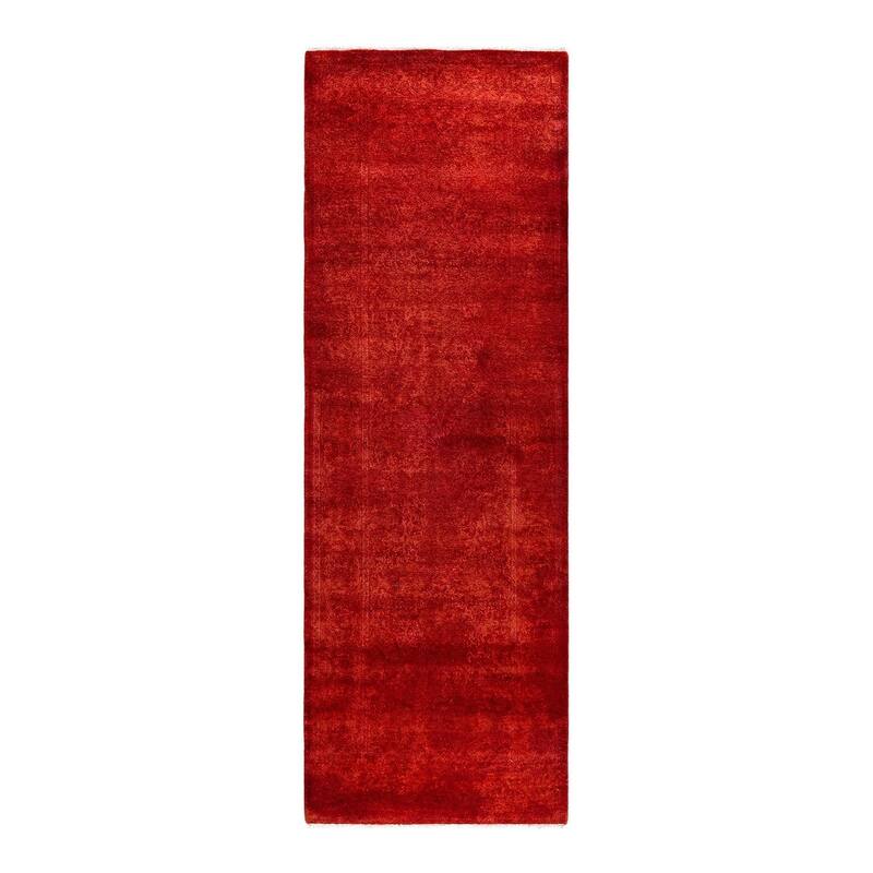 Contemporary Overdyed Wool Hand Knotted Runner - 2' 7" x 7' 10"