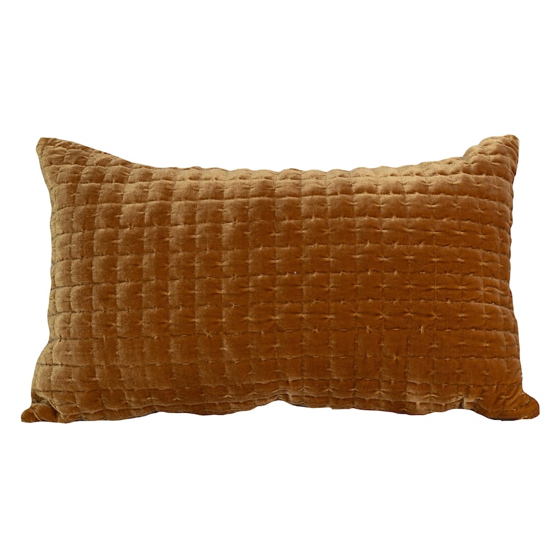Layla Quilted Velvet Accent Pillow Cushion 12x20 Grey - Mustard