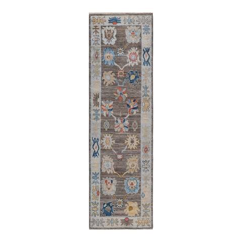One of a Kind Hand Knotted Traditional Tribal Traditional Area Rug - 8' 8" X 2' 6"