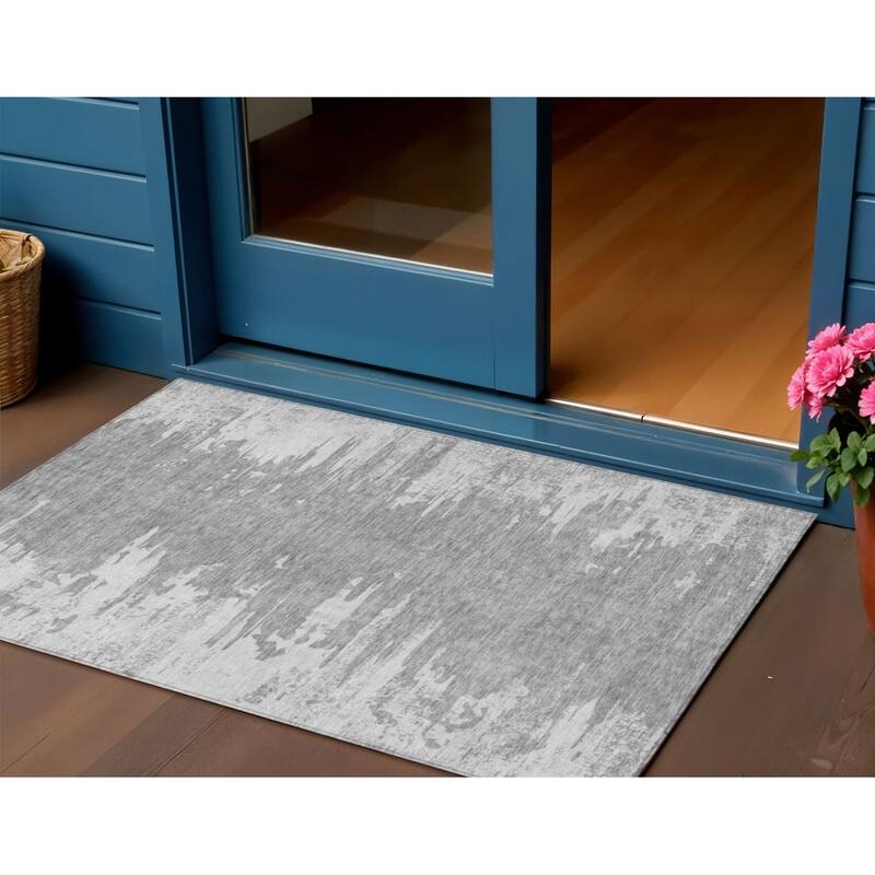HomeRoots Abstract Transitional Rectangle Outdoor Rug - 3' x 5'