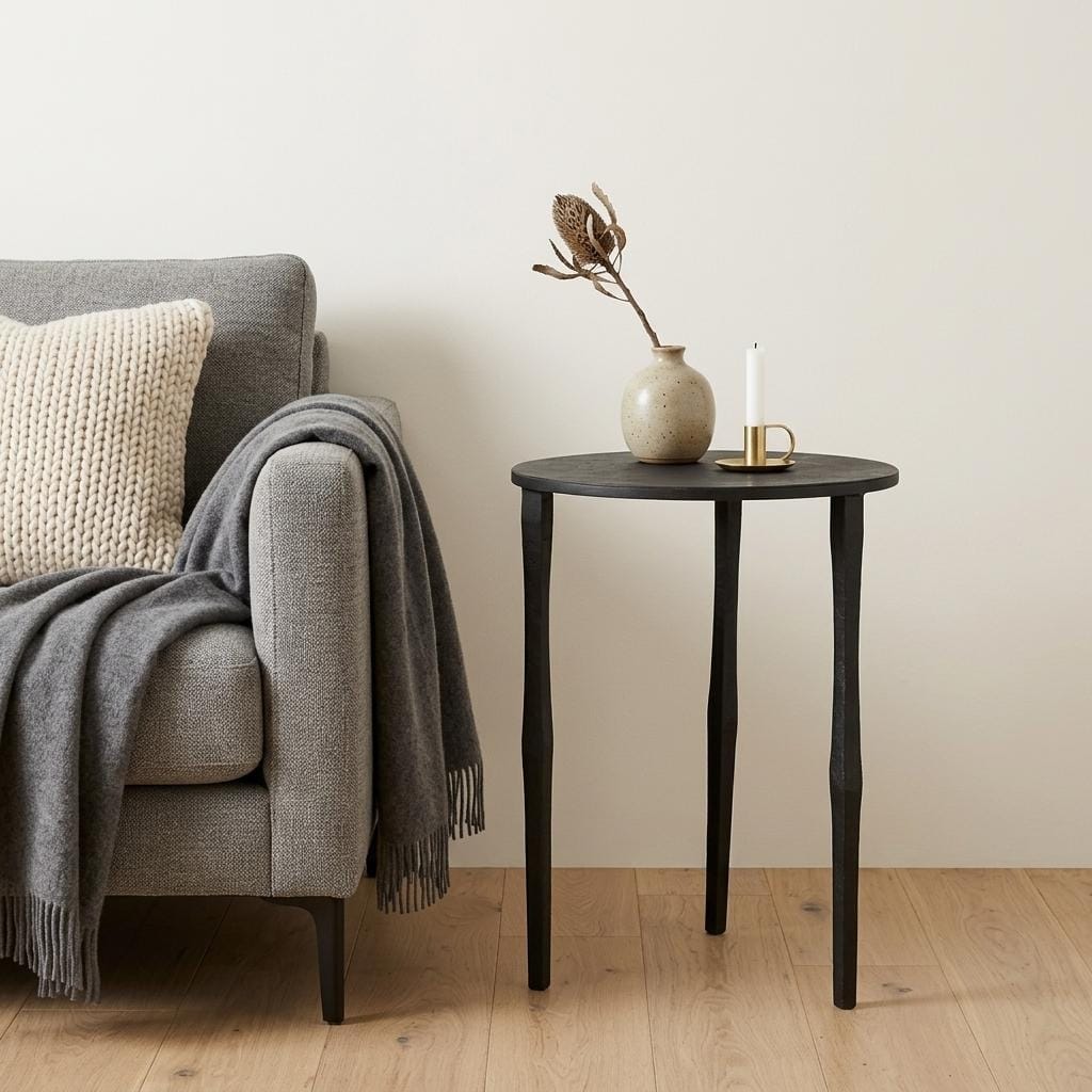 HomeRoots 20" Black Iron Round End Table - 16.00 in. x 20.00 in. x 16.00 in.