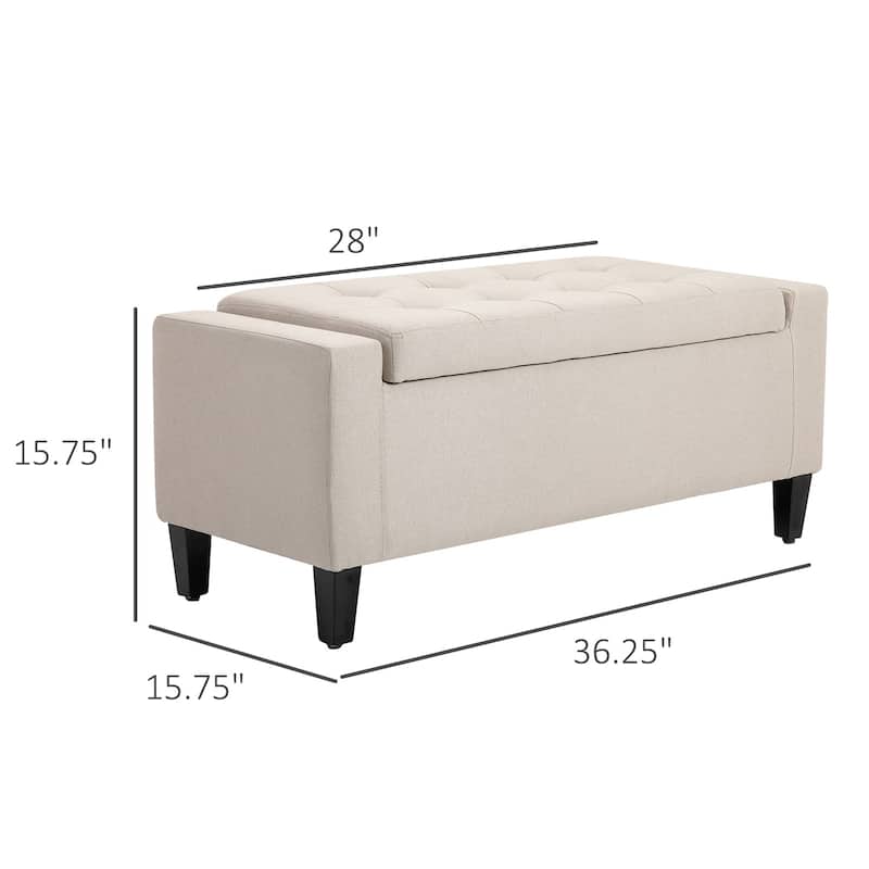 HOMCOM Ottoman Bench Tufted Storage Chest with Flipping Top, 36.25"W x 15.75"D x 15.75"H