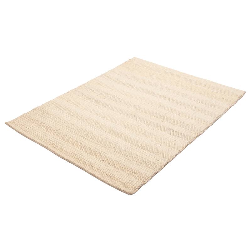ECARPETGALLERY Braid weave Sienna Cream Wool Rug - 5'1 x 6'11
