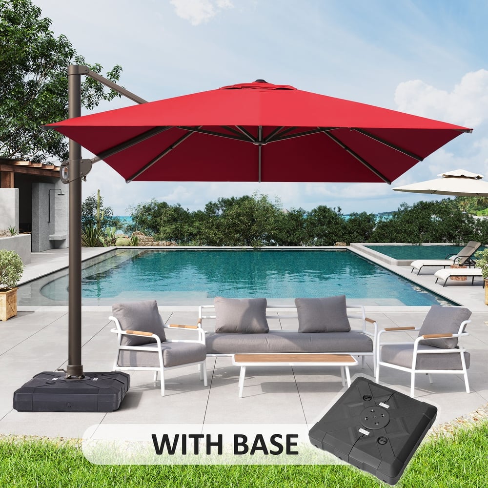 10x12.5 FT Outdoor Patio Cantilever Umbrella with Base