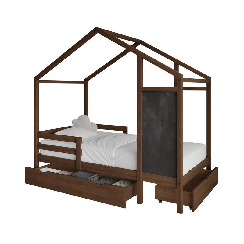 CraftPorch Mid-Century Wooden Canopy Bed