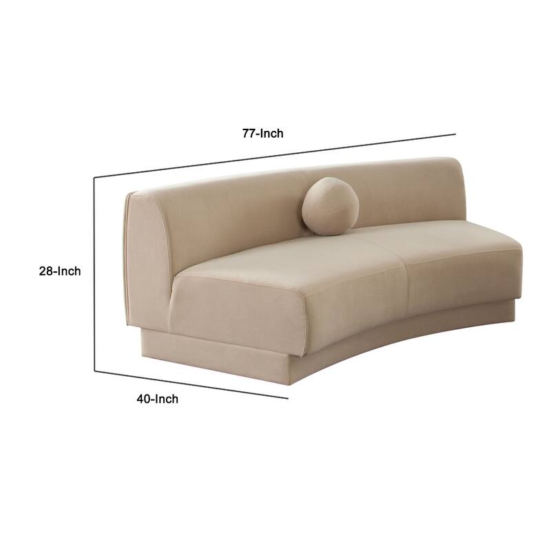 Zema Curved Armless Sofa, Curved Modular Design, Camel Brown Fabric, 84 Inch