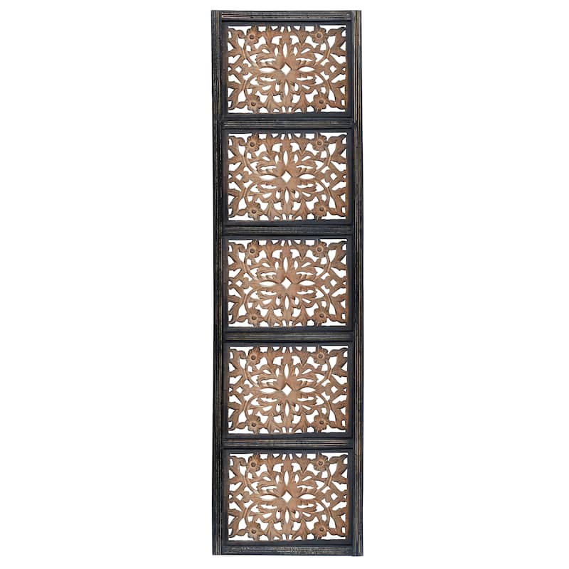 Brown Wooden Handmade Intricately Carved Floral Home Wall Decor