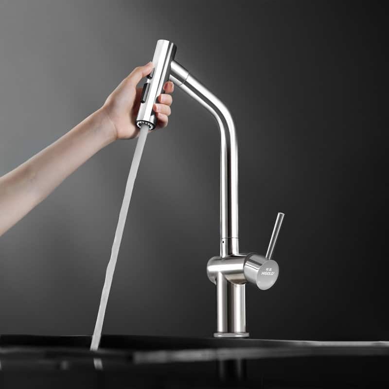 HIGOLD Kitchen Faucet with Pull Down Sprayer, Cold & Hot Water Function