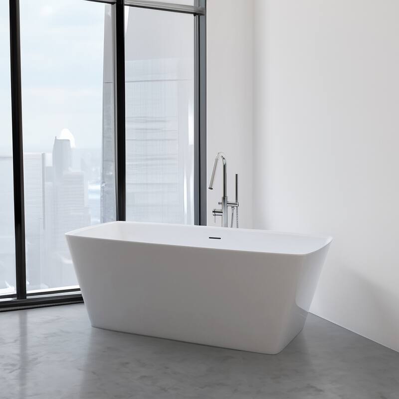A&E Bath Chester Glossy White Freestanding Rectangle Bathtub