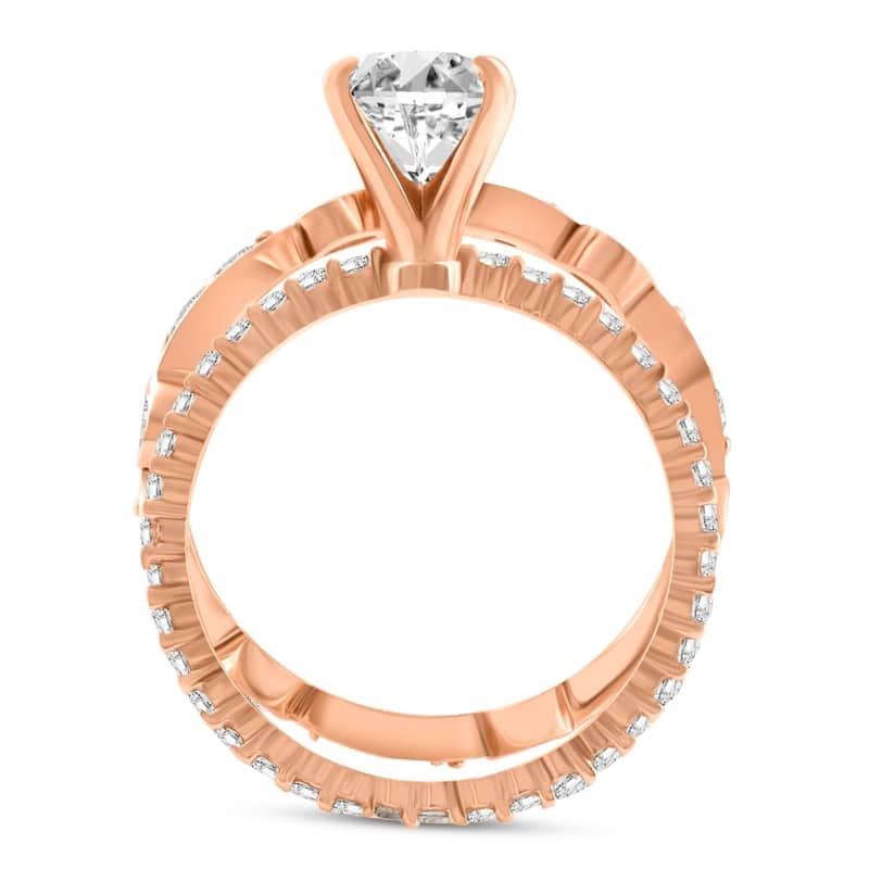 2 3/4Ct Oval Diamond Engagement Wedding Ring Set Rose Gold Lab Grown