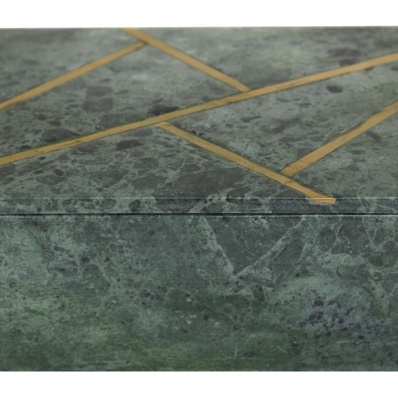 Marble Box with Gold Linear Lines - Set of 3 White or Green - Roche River Decor