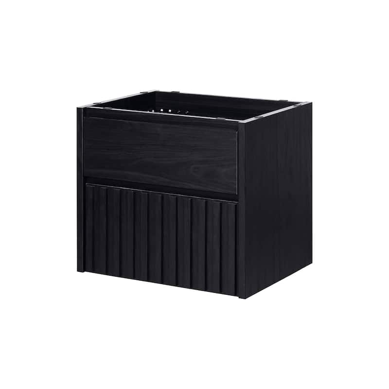 Sherwin Slat Modern Coastal 2-Drawer Wall Mounted Bath Vanity Cabinet Only (Sink Basin Not Included), By JONATHAN Y