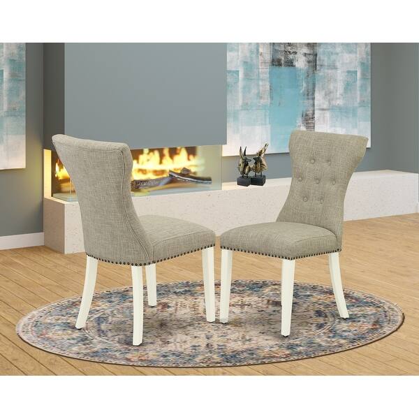Shop East West Furniture Parson Chair Linen Fabric Button Tufted Dining Room Chairs Set Of Two Overstock 32086569