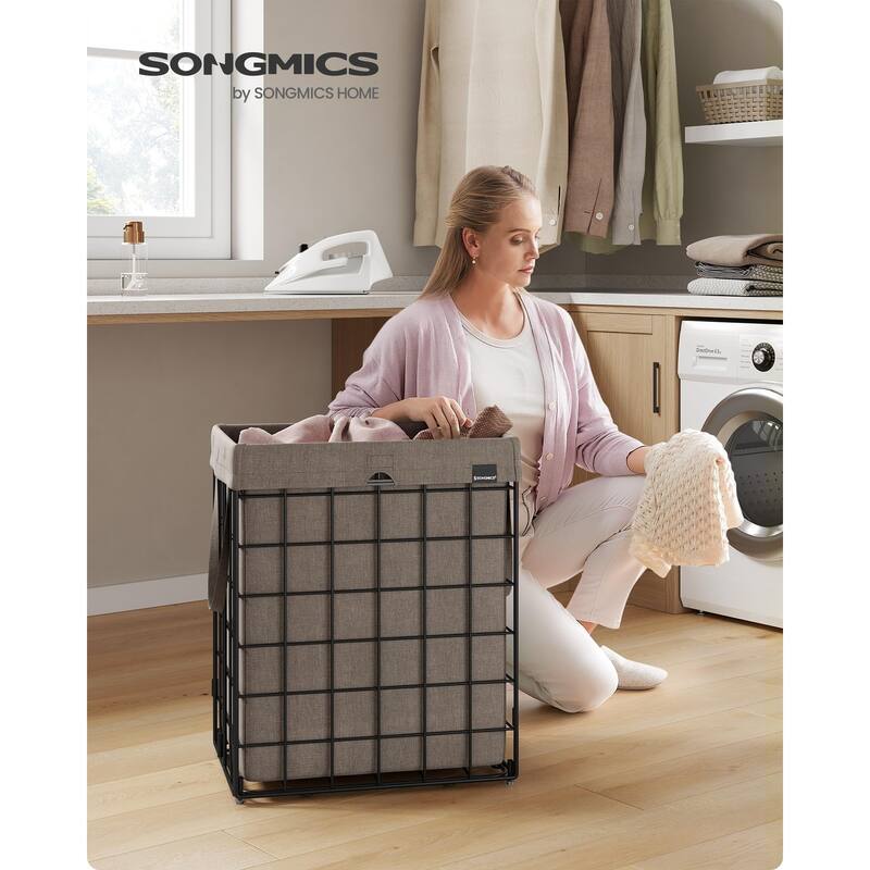 Laundry Hamper, 23.8 Gal (90L) Laundry Basket, Collapsible Clothes Hamper, Removable and Washable Liner, Metal Wire Frame