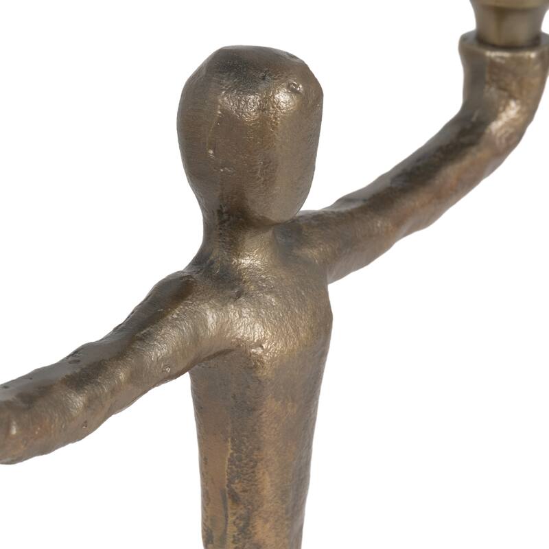 Metal Abstract Human Taper Candle Holder - Gold, 12 in.