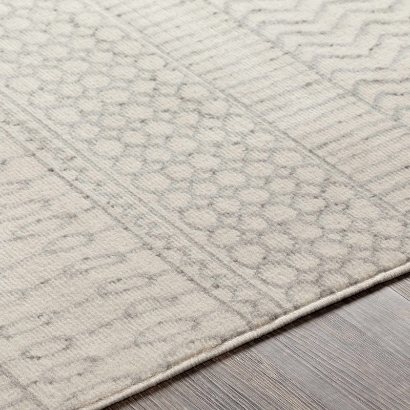 Hauteloom Lascassas Living Room, Bedroom Area Rug - Medium Gray, Charcoal, Off White - 5' x 7'