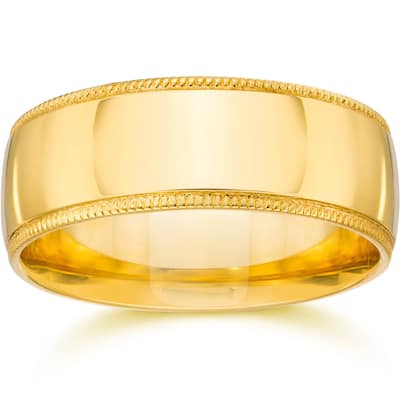 Milgrain Comfort Fit Wedding Band Yellow Gold