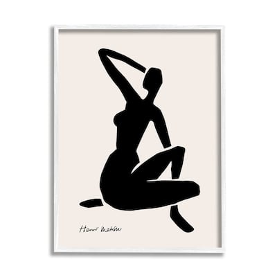 Stupell Historic Matisse Woman Sitting Minimal Silhouette Framed Wall Art - Black