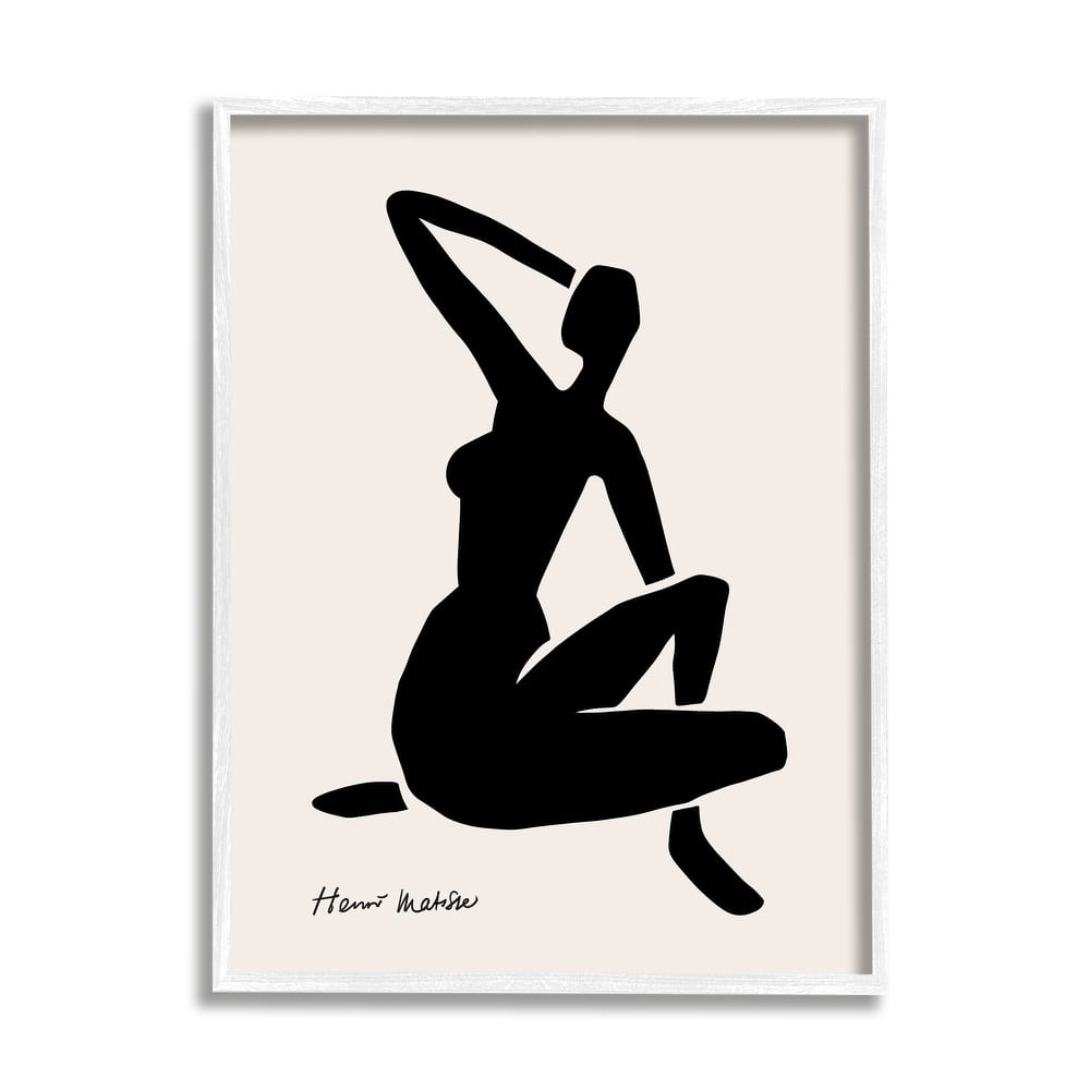 Stupell Historic Matisse Woman Sitting Minimal Silhouette Framed Wall Art - Black