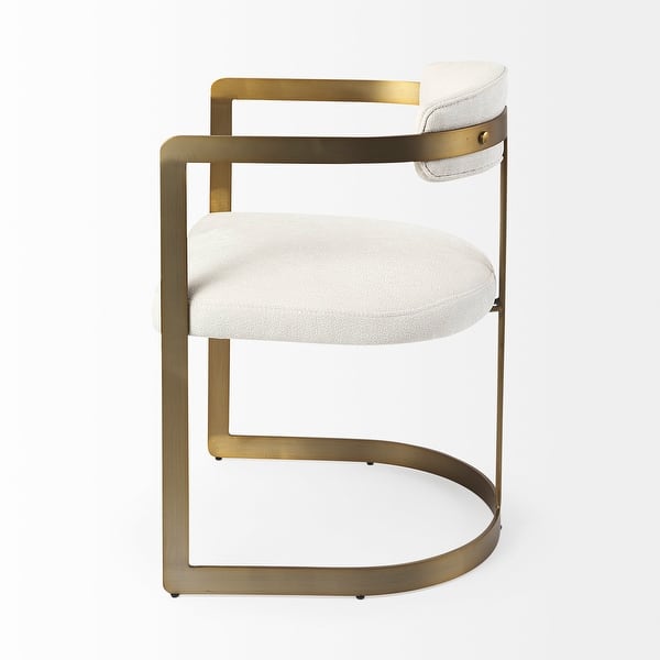 Cream Fabric Seat With Gold Iron Frame Dining Chair