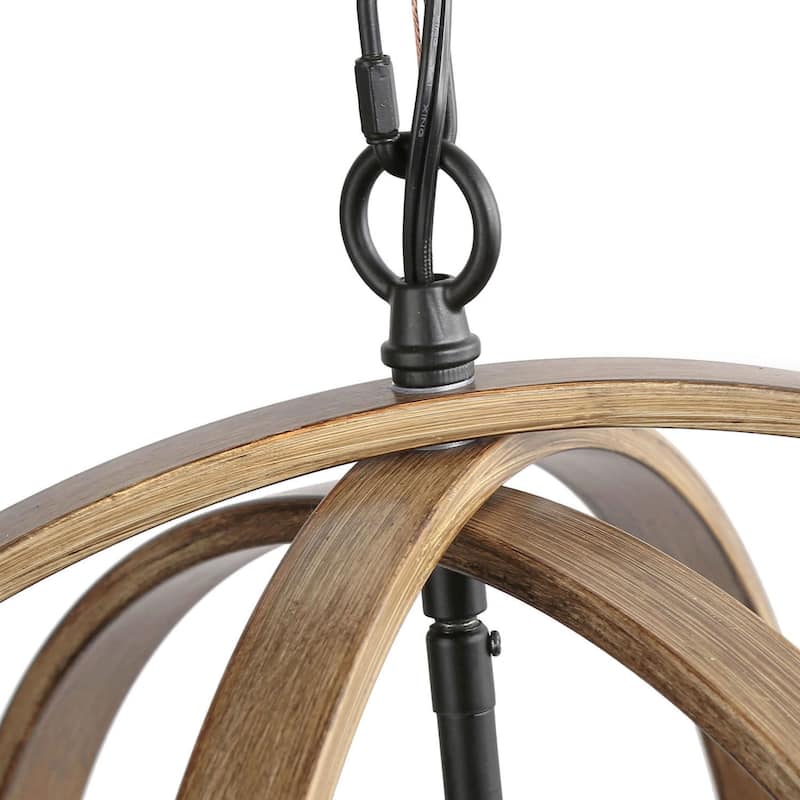 The Gray Barn Farmhouse 4-Light Globe Chandelier Wood Grain Pendant Light