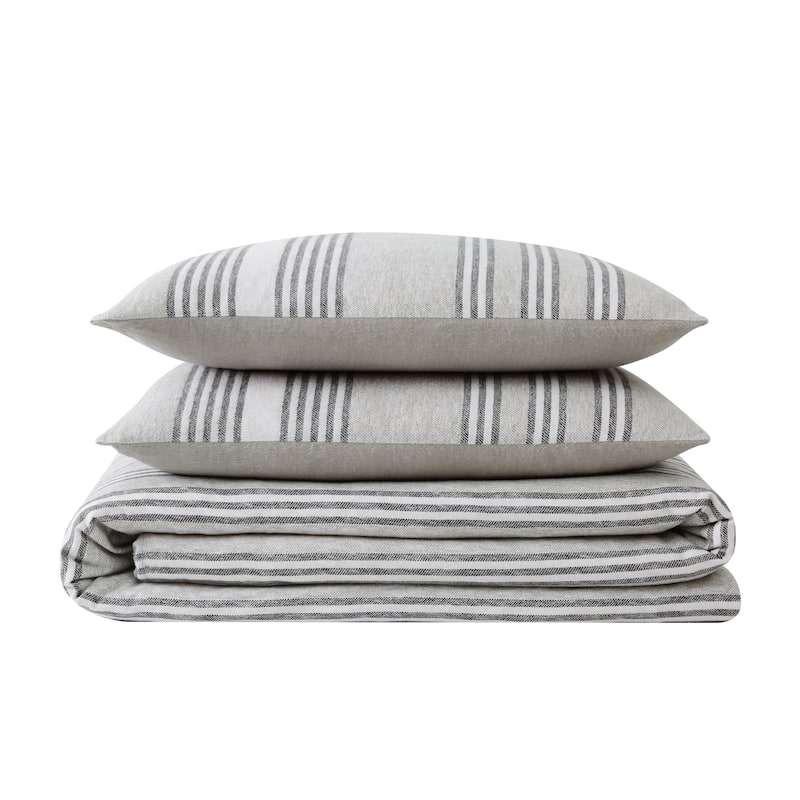 Truly Soft Printed Cotton Flannel Comforter Set - Kiel Stripe - Full - Queen