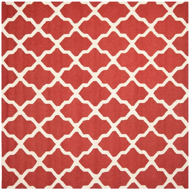 SAFAVIEH Handmade Cambridge Eirny Moroccan Trellis Wool Rug - 8' Square - Rust/Ivory